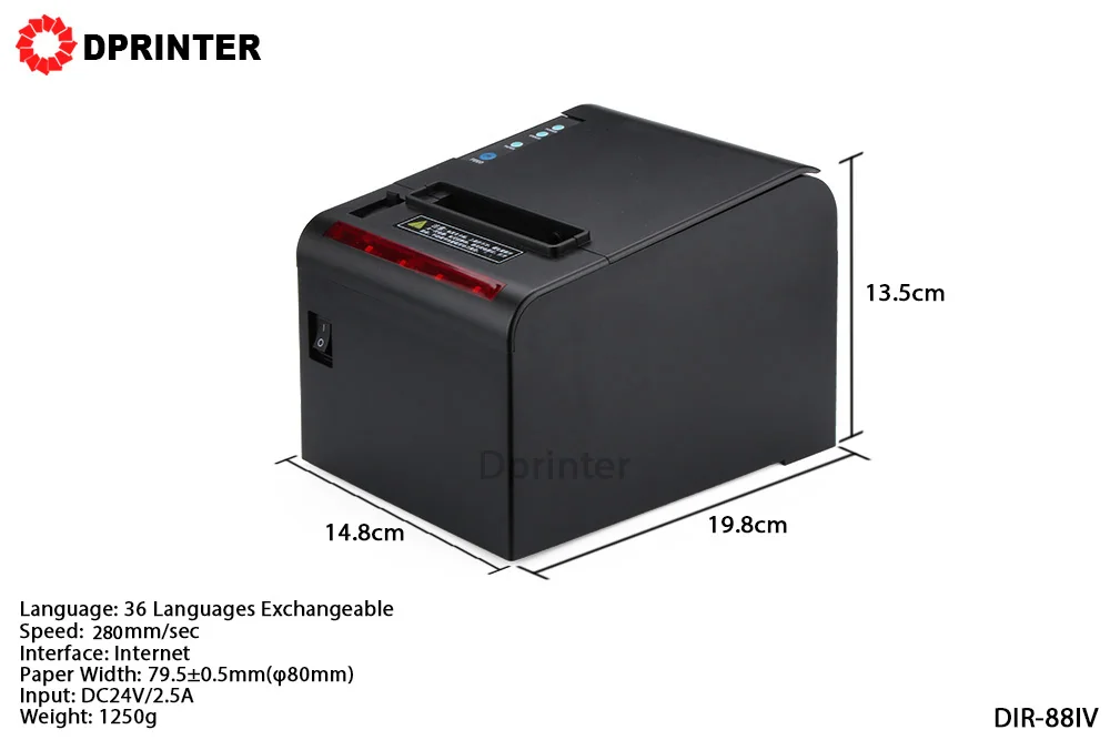 Dprinter 80mm Thermal Receipt POS Printer with Auto Cutter Kitchen Bill Printer LAN Ports 280mm/s