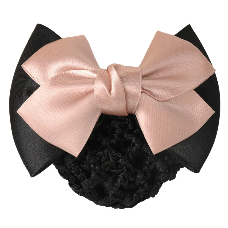 Fashion hair bow stretch fabric hair net for business women hair accessories
