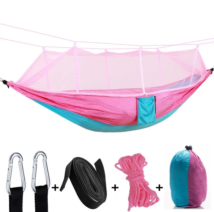 Unionpromo custom outdoor nylon camping hammock with mosquito net