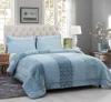 custom color 3d embossed flannel sherpa quilts with filling 3pcs for bedding set