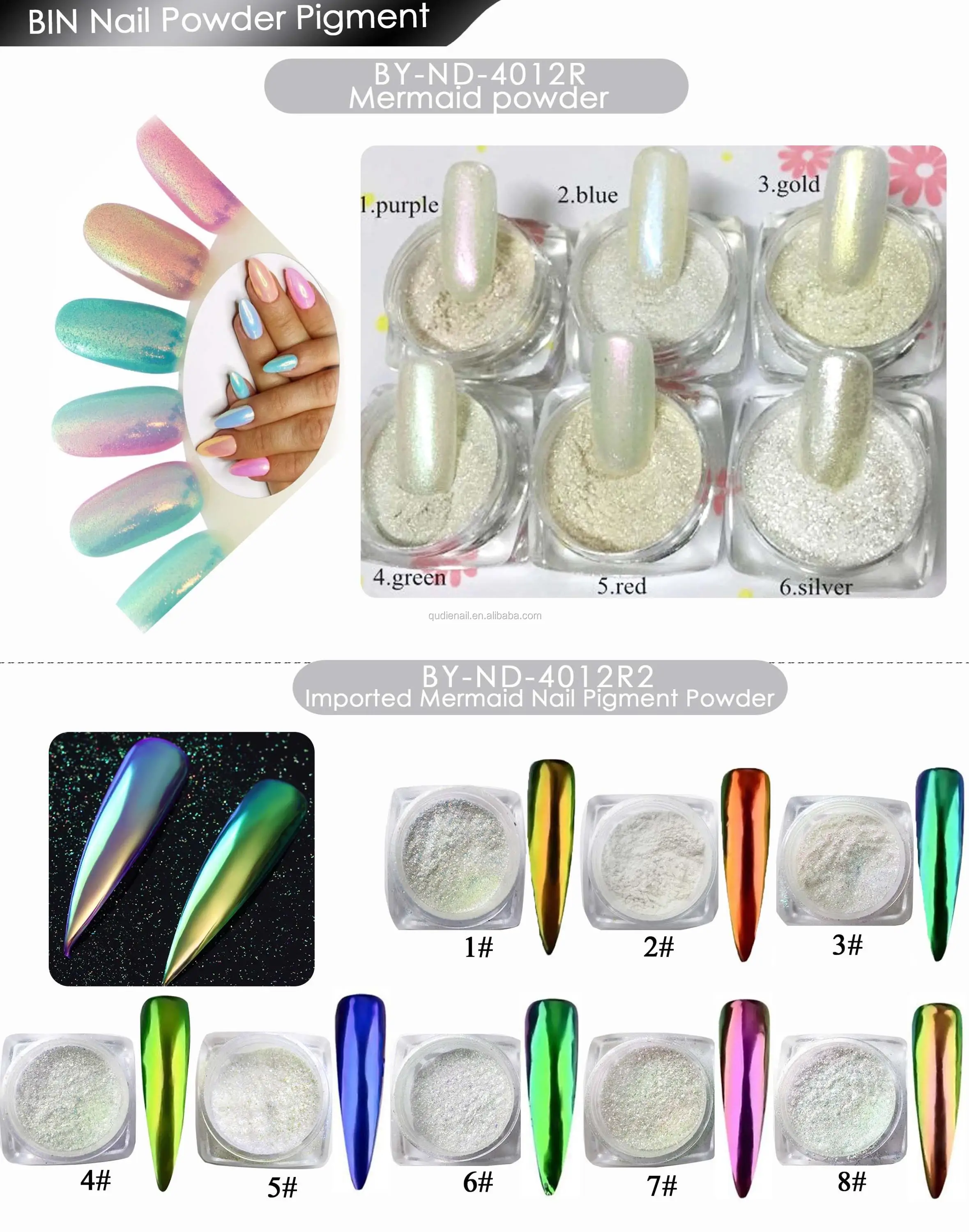 Bin Arte De Uñas Efecto Espejo Cromo Pigmento De Polvos 