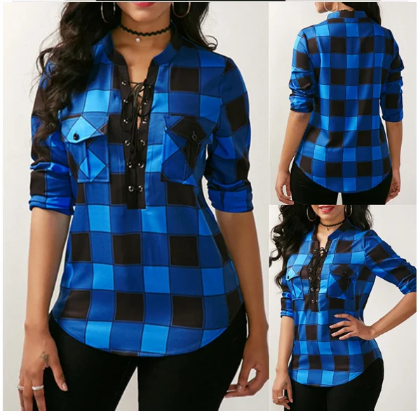 Women Plaid Shirts 2018 Spring Long Sleeve Blouses Shirt Blusas de Cuadros ❤️ | Camisas de Cuadros para Mujer |