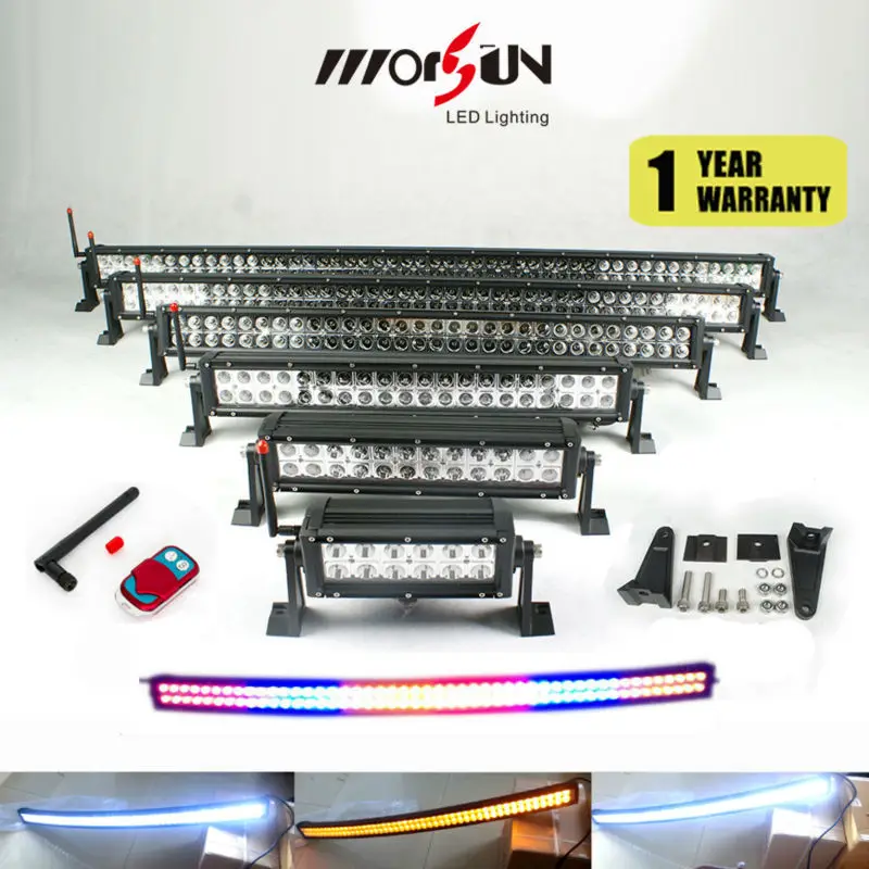 New 50'' Led Strobe Light Bar! Curved 288w Offroad Led Bar,Remote Control Rgb Flashing Bar Light