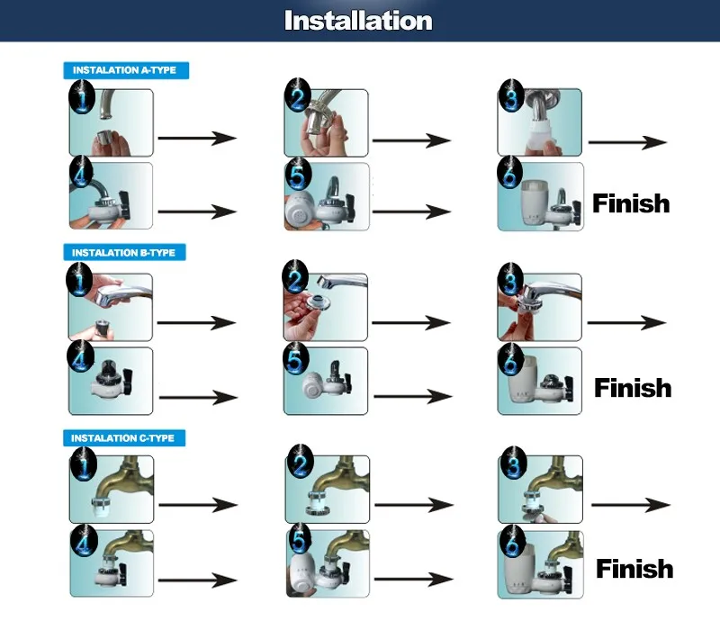 Japanese Type small mineral torneira montadas filtro de agua