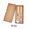 Wooden handle stainless steel tableware dinnerware sets small fork and small spoon