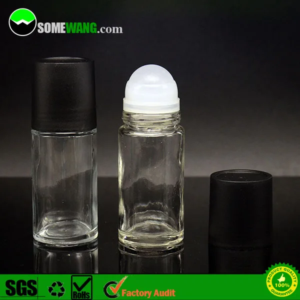 50ml Cylinder Deodorant Glass Roll On Bottle With Biodegradable Corn