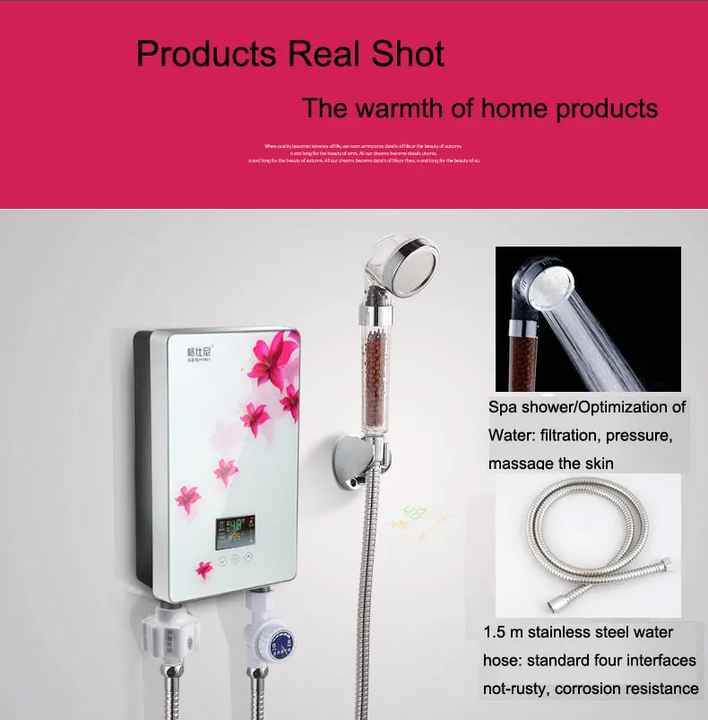 8000w Highpower Tankless Water Heater Portable Electric Shower Water
