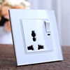 Wall Power Outlet Plug white Crystal Glass Panel 13A UK standard Socket 1Gang 1Way Push Button Switch 3Pins Multifunction Socket