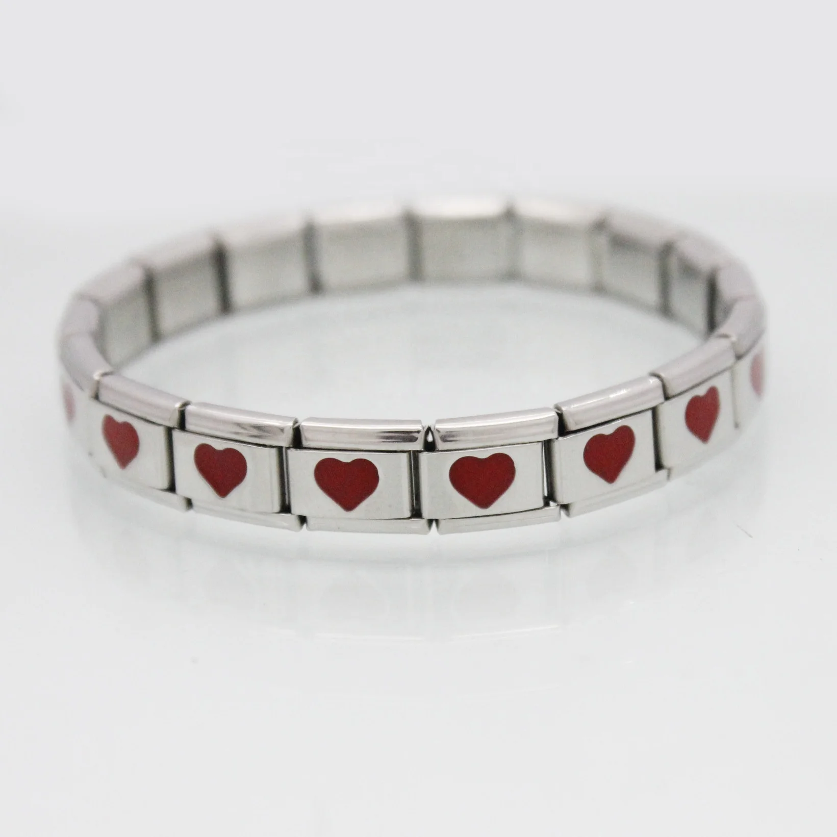 UNY JEWEL Italian Charm 9mm Stainless Steel Double Love Hearts Design Modular Charm Link For Bracelets Unisex Jewelry