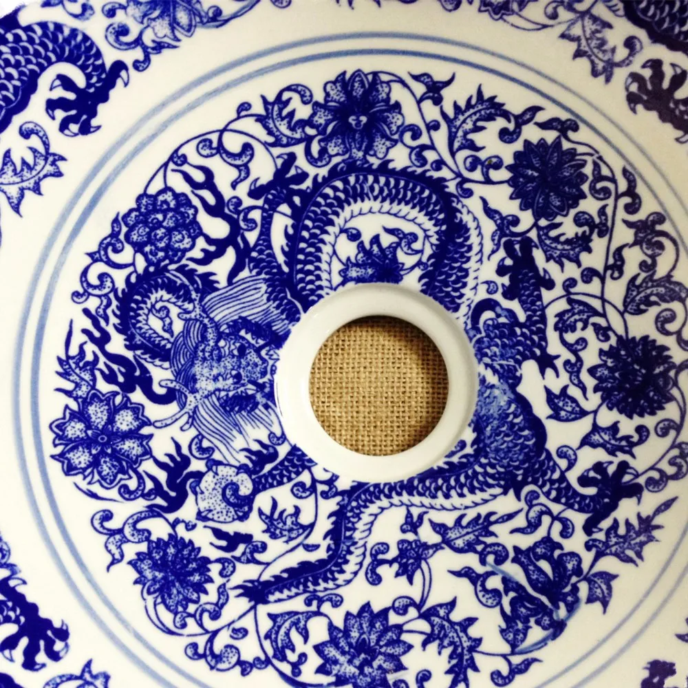 Moroccan hand painted blue circular round sink wash art basins