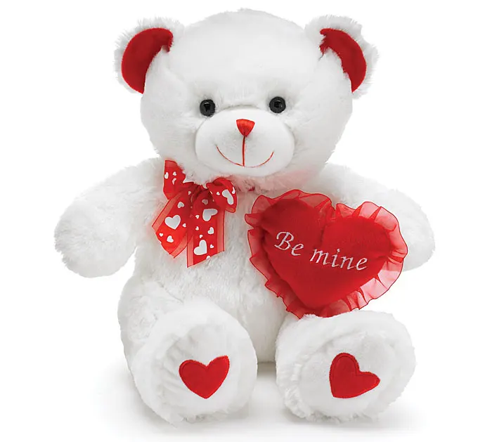 white teddy bear valentines day