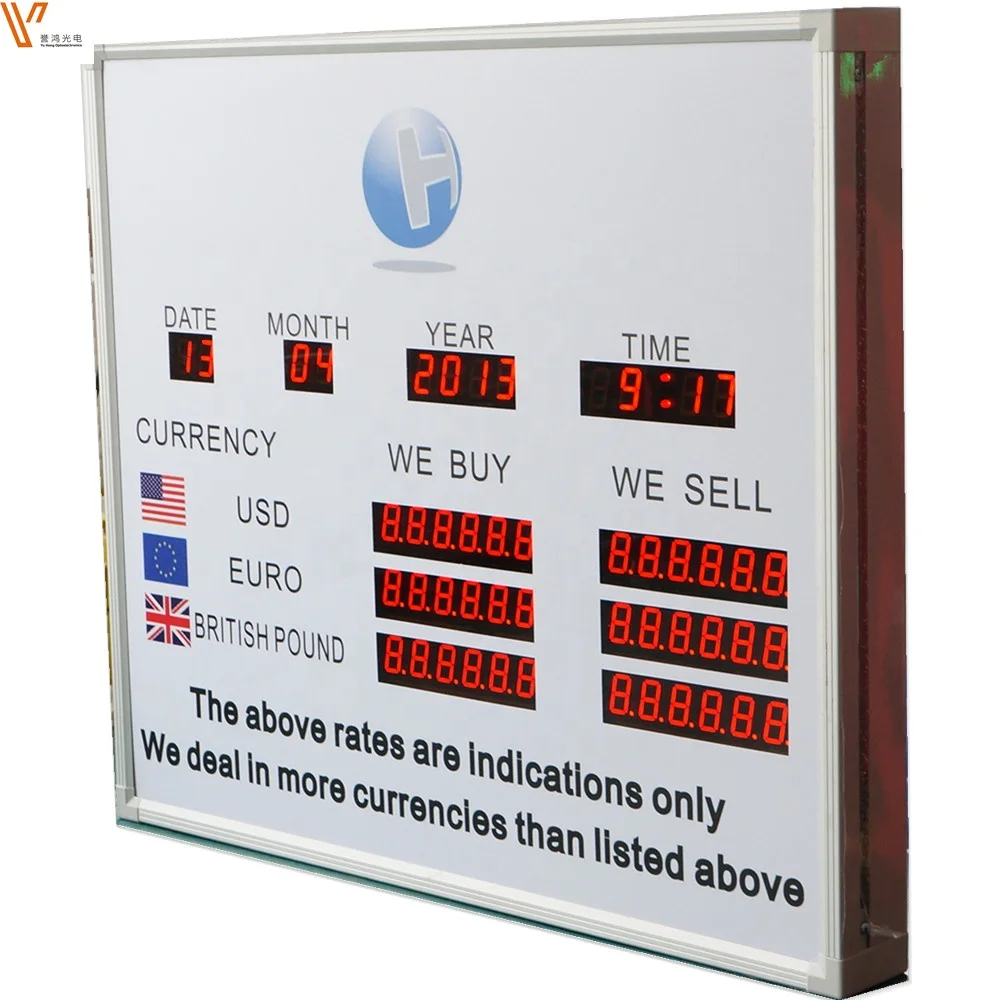 2015 Bank Led Red Digital Pc Control Currency Exchange Rate Board