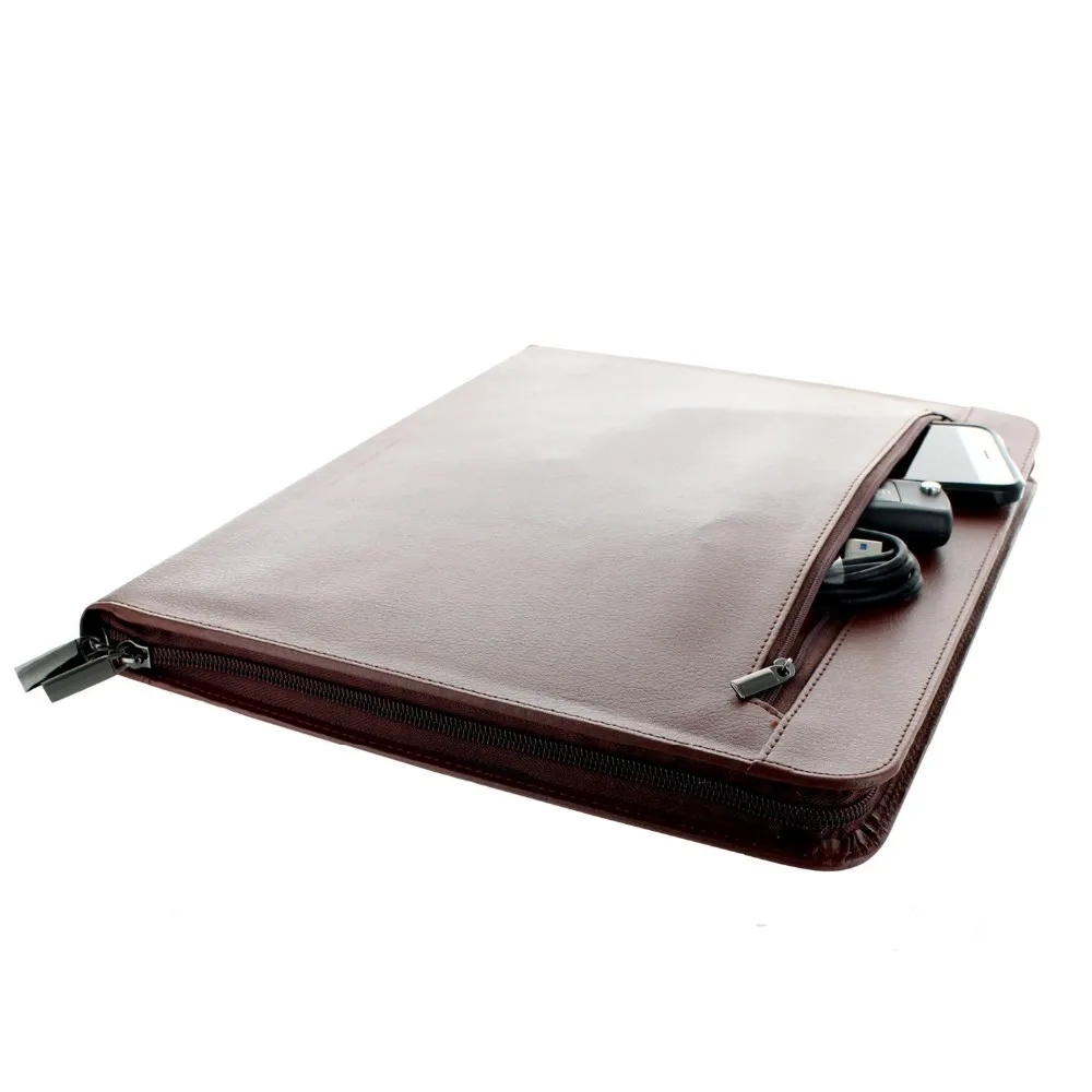 Custom Brown Leather Executive Pad Folio Case For Apple Ipad