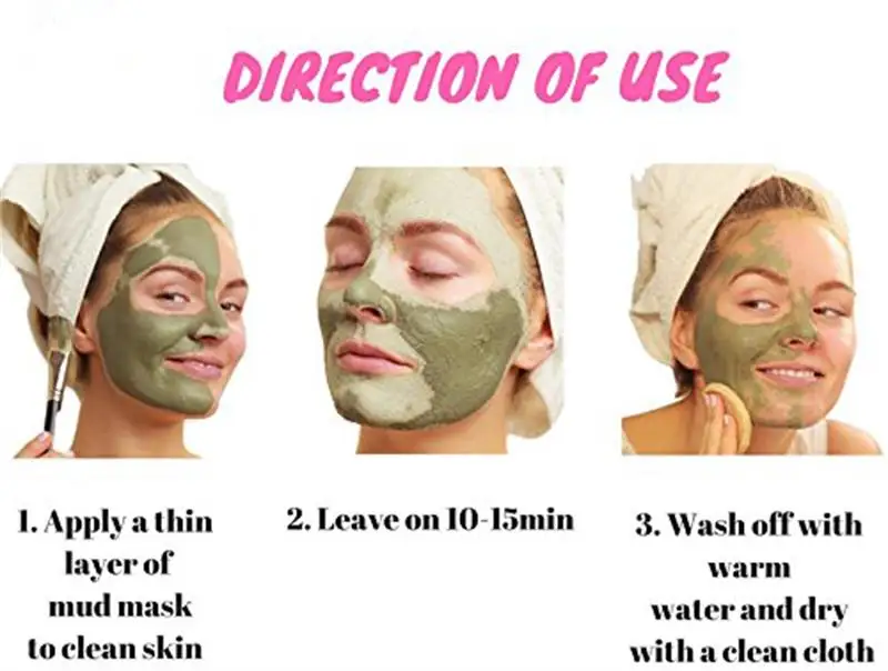 French Green Kaolin Clay Detox Mask For Oily Skin Care Organic Vegan