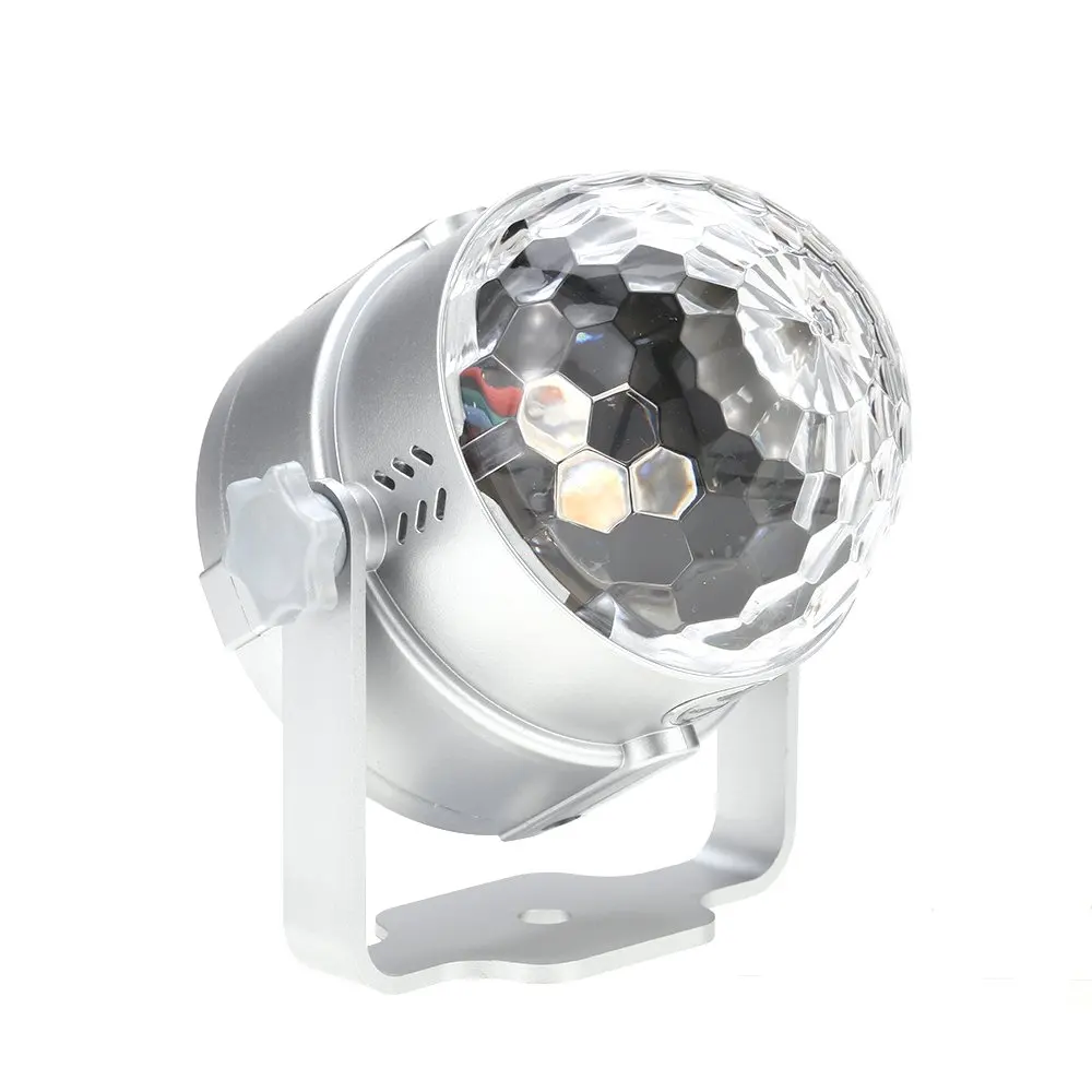Docooler 8W Mini LED RGBP Multi-colored Magic Ball Light Small Movable Sound Activated Portable USB Powered Lamp Disco Stage Effects for KTV Club Bar Party
