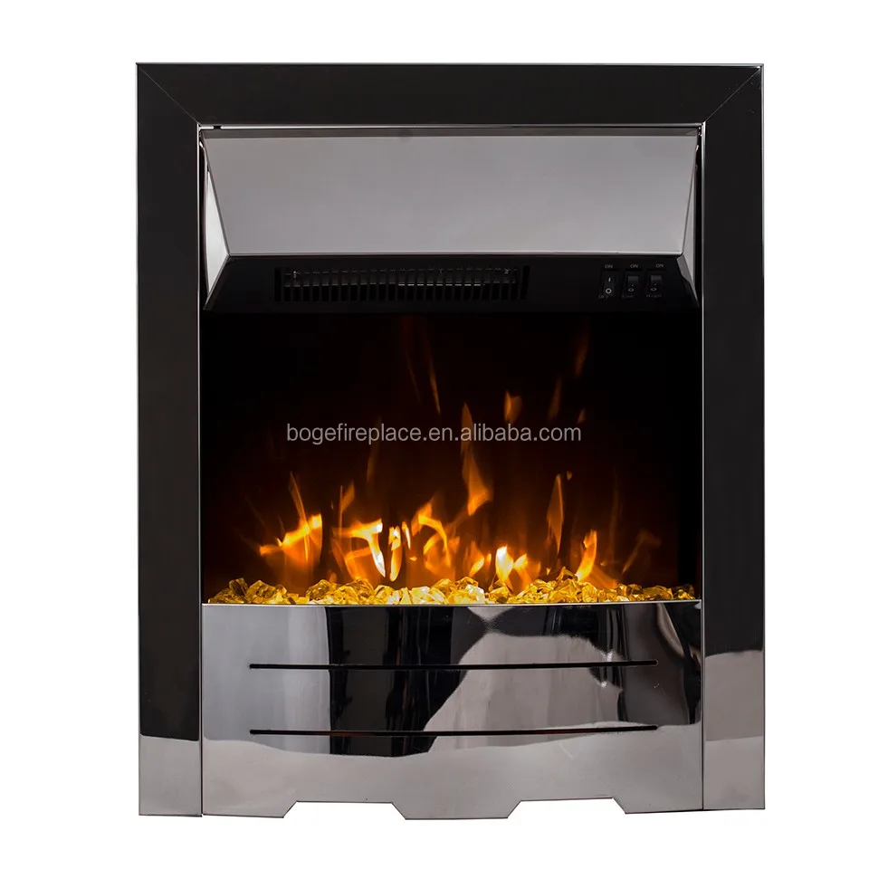 Uk Style Classic Insert Electric Fireplace With Stainless Steel Trim