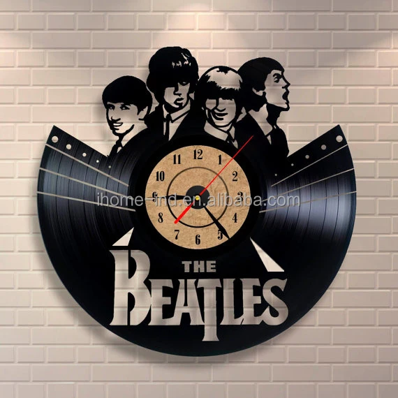 
black acrylic vinyl record diy wall clock rock band 