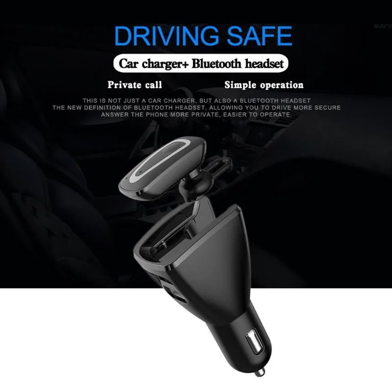Portable Wireless Bluetooth Handsfree Headset 2in1Car Charger Magnetic and USB car charger with earphone headphone - ANKUX.COM