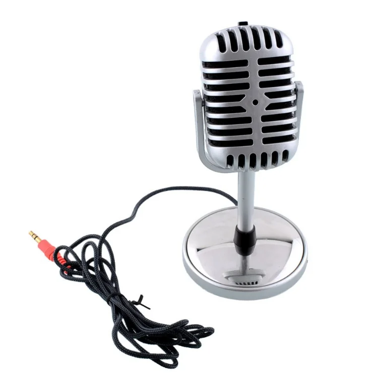 DeWin Microphone rétro avec câble Audio de 3,5 mm pièces d'accessoires de Microphone de Microphone stéréo Dynamique Classique pour Ordinateur Portable PC 