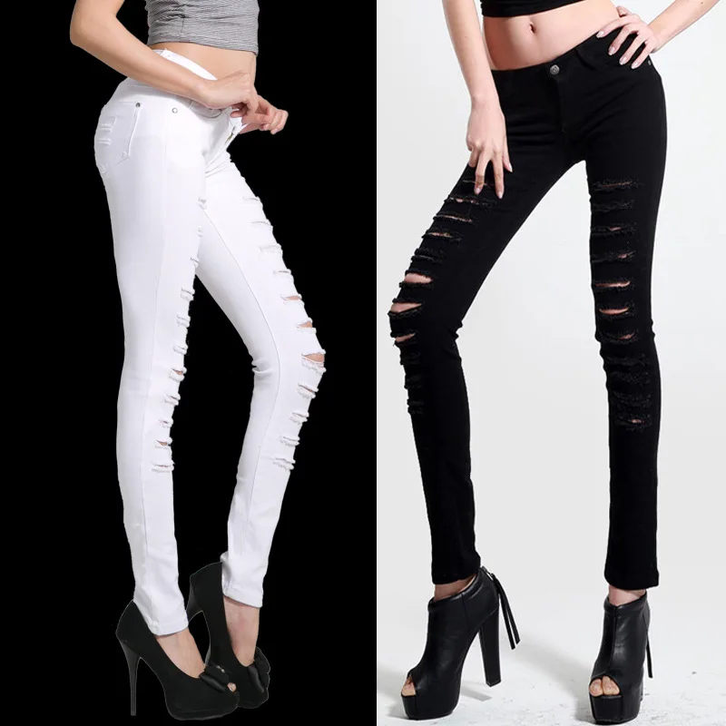 Las Mujeres Vaqueros Delgado Elasticidad Lapiz Pantalones De Jeans