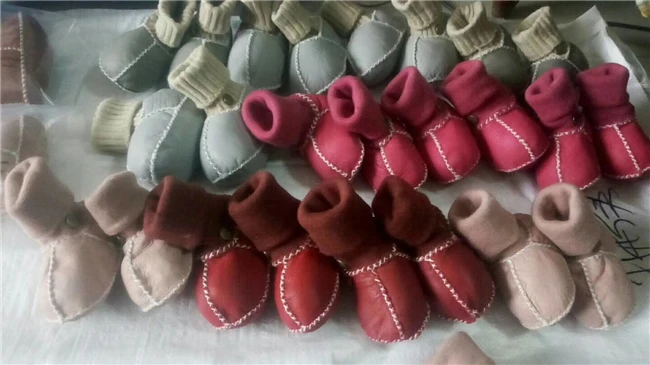 Sheepskin Wool Genuine Leather Boots warm shoes fur wool girls baby booties
