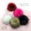 Faux Raccoon Fur Pompom with Button Big Fur Ball for Beanies DIY Fur Accessories