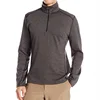 Wholesale Plain Men's Long Sleeve Stand-up Collar 1/4 Zip Gray Oversized Tshirt