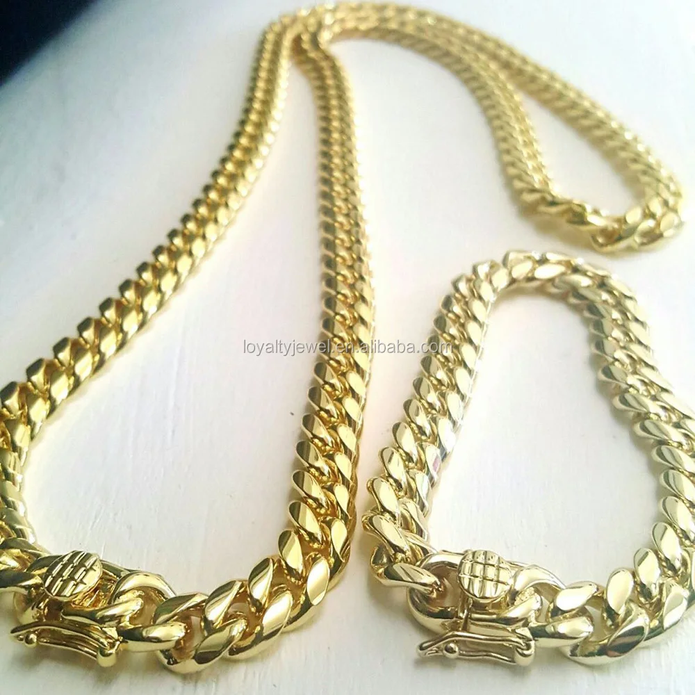Mens Solid 14k Gold Plated Chain Dubai 