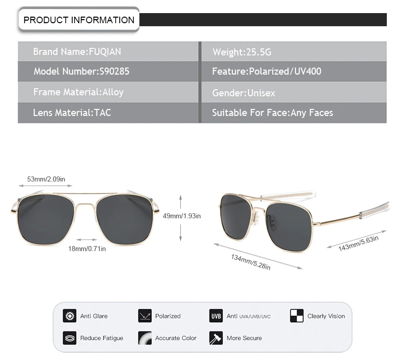 Trendy Square Small Frame UV400 Polarized Women Men Unisex Sunglasses