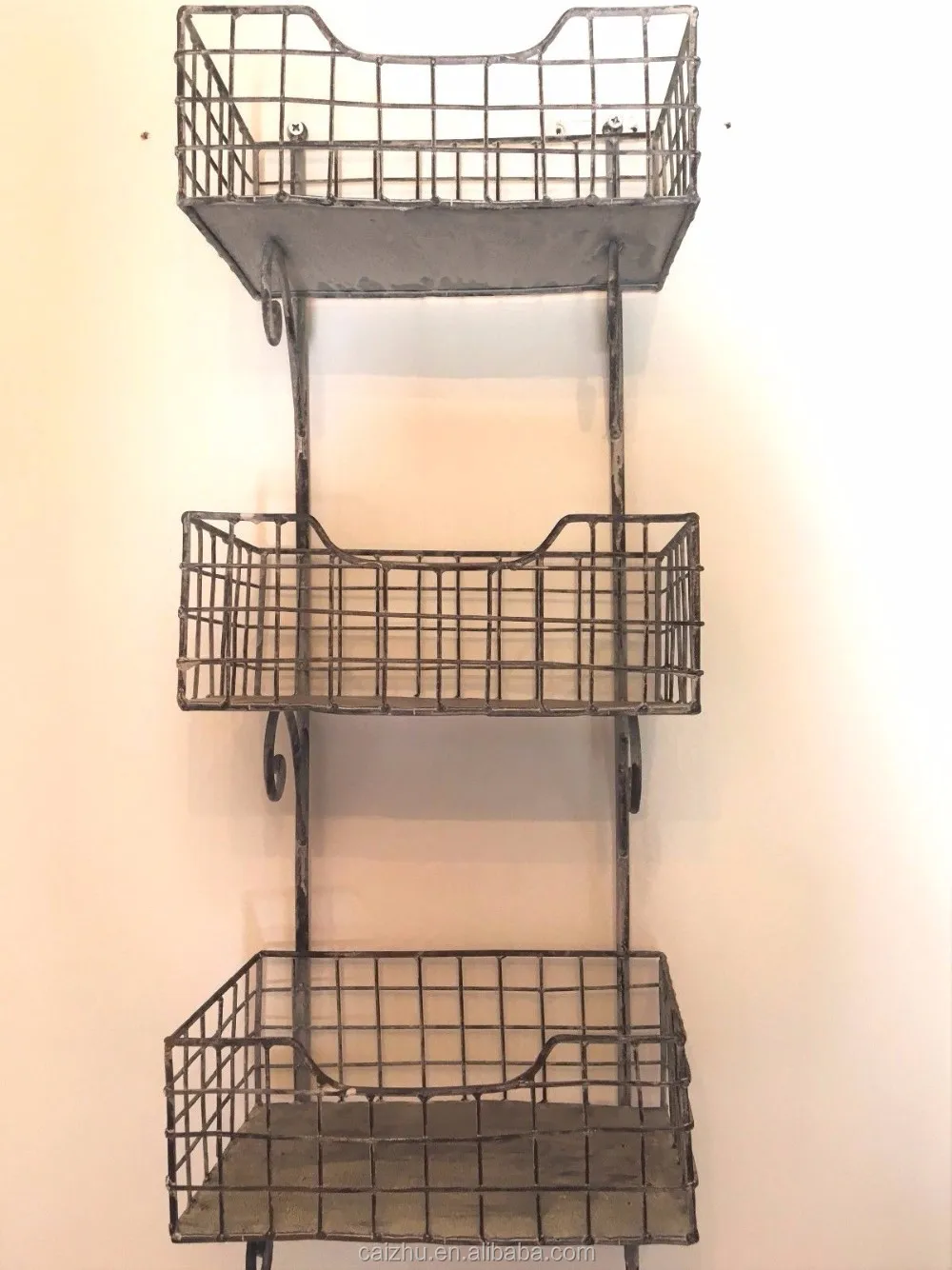 Rustic French Vintage Industrial Style Triple Metal Shelf Unit For Home&garden Buy Shelf,Metal