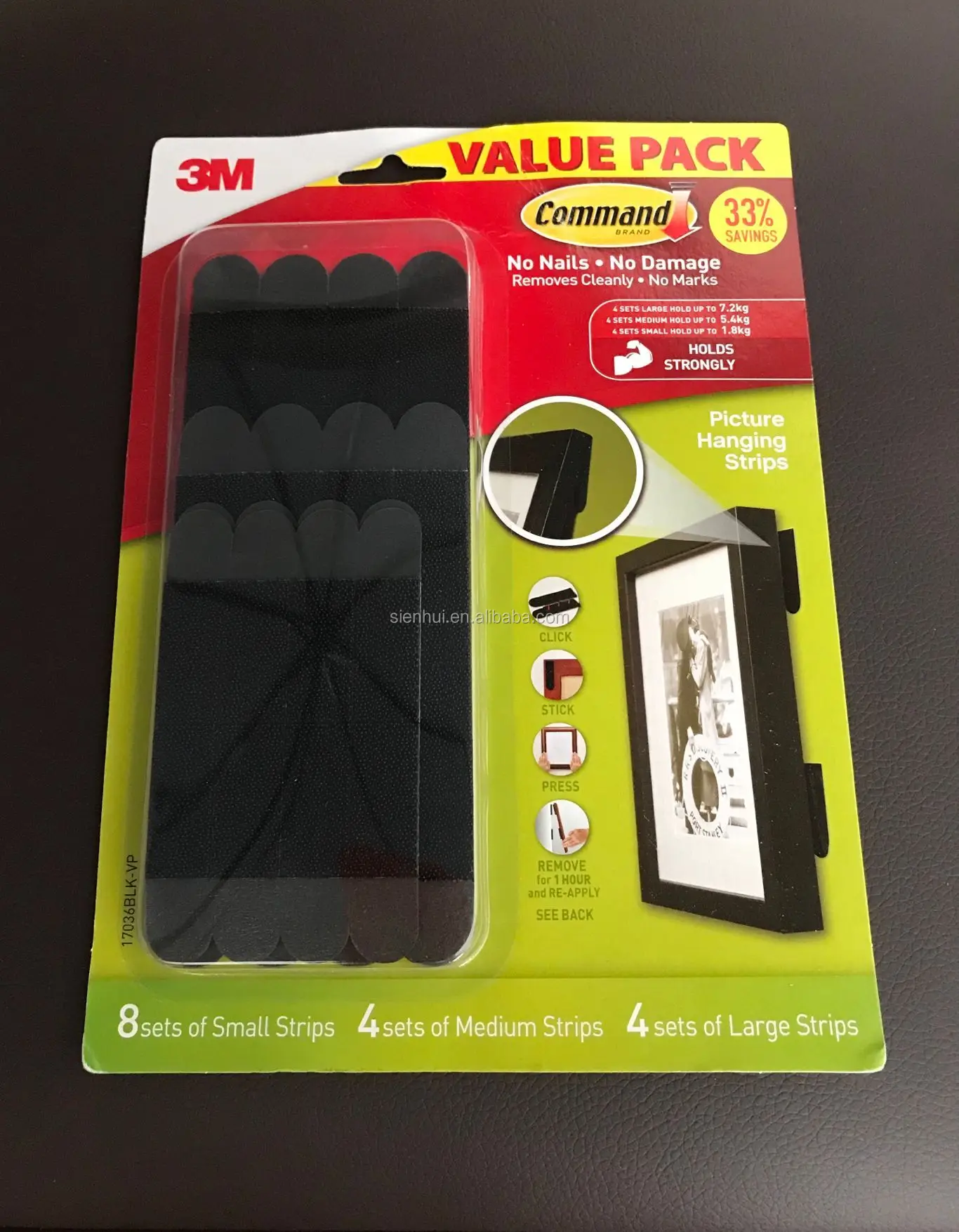 Black 3M Command Picture Hanging Strips Small Medium Large Value Pack Command strips and Command hook
