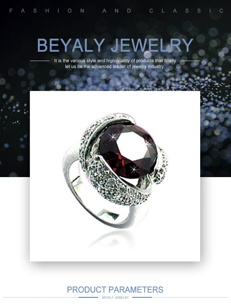 Sweet style garnet ruby silver alternative wedding rings
