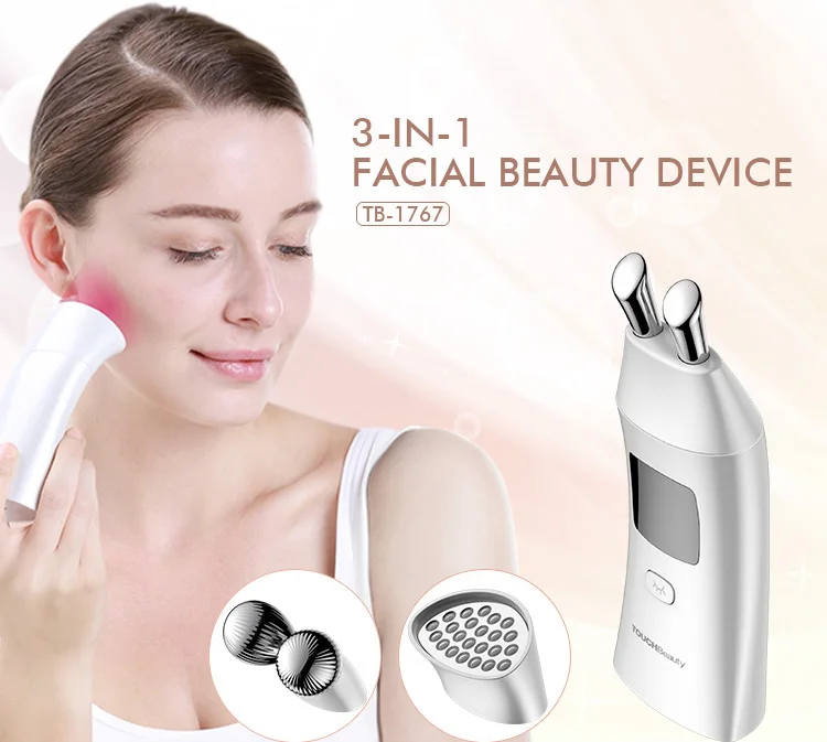 TOUCHBeauty TB-1767 3 in 1 Anti-aging Facial Beauty Device Microcurrent Facial Roller Rechargeable Light Therapy Machine