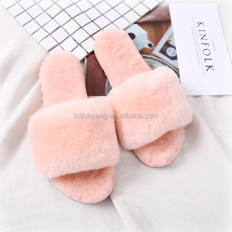 lamb fur slides