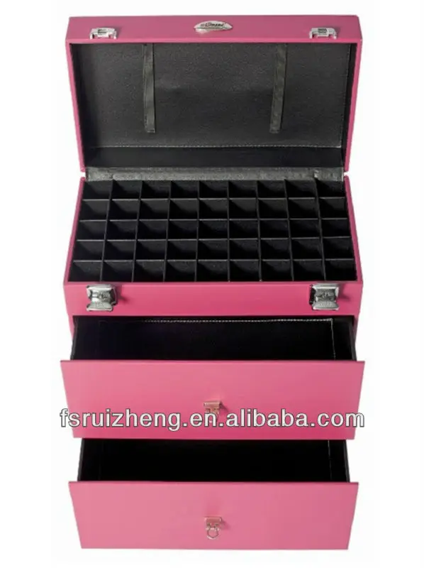 Vintage Style Pink Trolley Cosmetic Nail Polish Case W 2 Wheels Rz Vintage Style Pink Trolley Cosmetic Nail Polish Case W 2 Wheels Rz