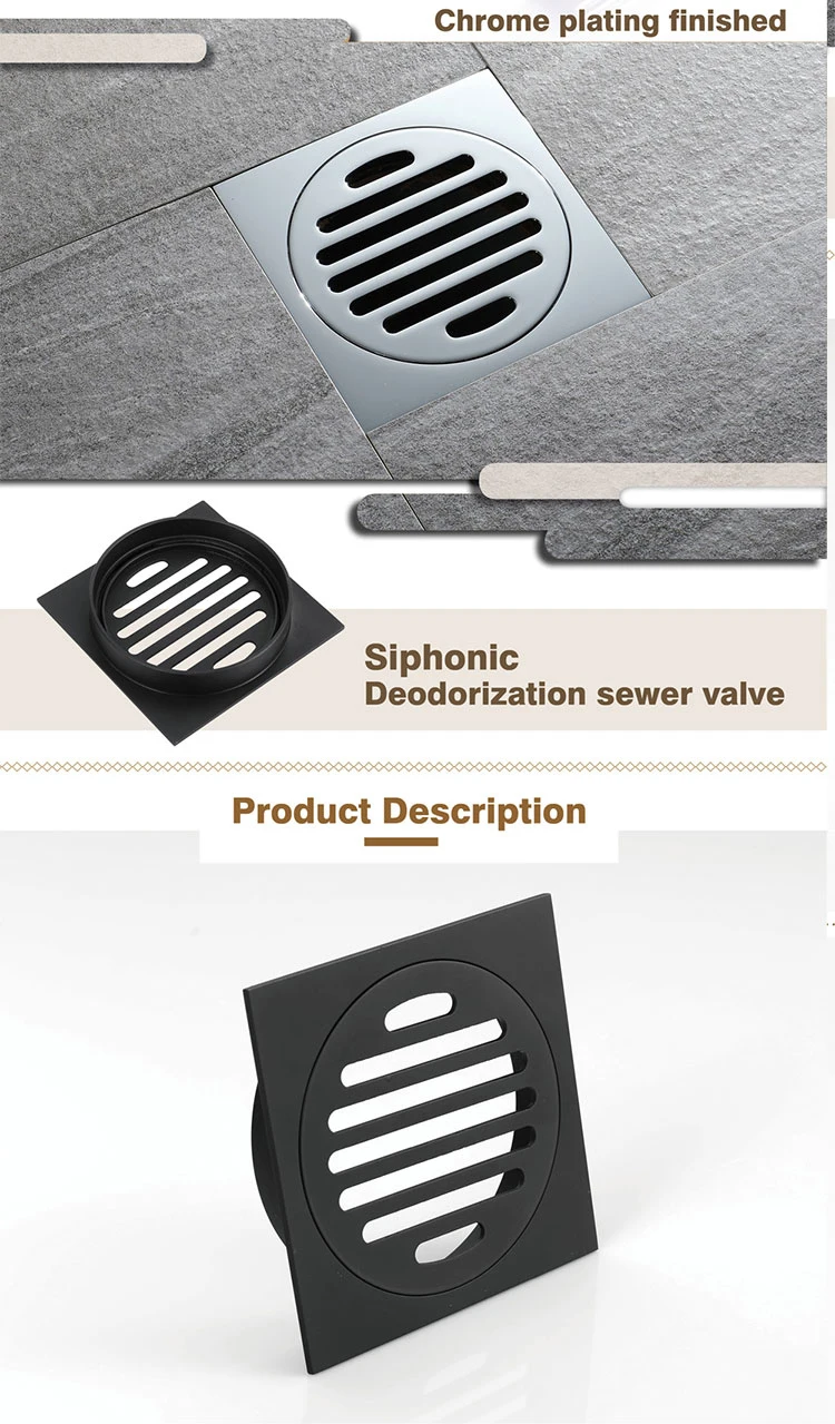 HIDEEP bathroom accessories all copper edge floor drain straight drain black floor drain