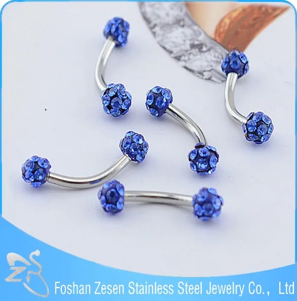 Stainless Steel Sapphire Crystal Ball Piercing 14g Unique Eyebrow Rings