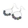 Electroplated druzy earrings titanium hoop rainbow druzy quartz earrings