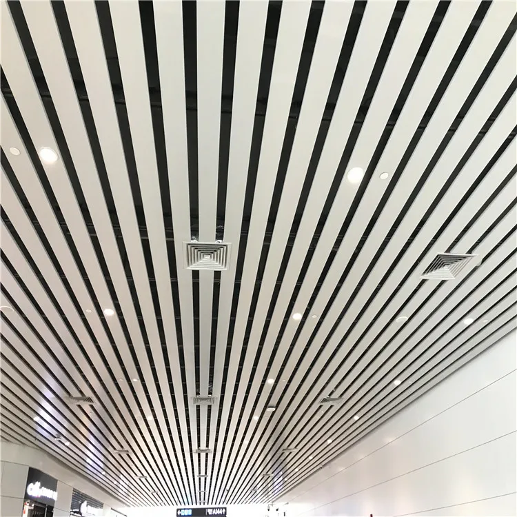 White Powder Coated Aluminum Strip Ceiling Aluminum False Ceiling For
