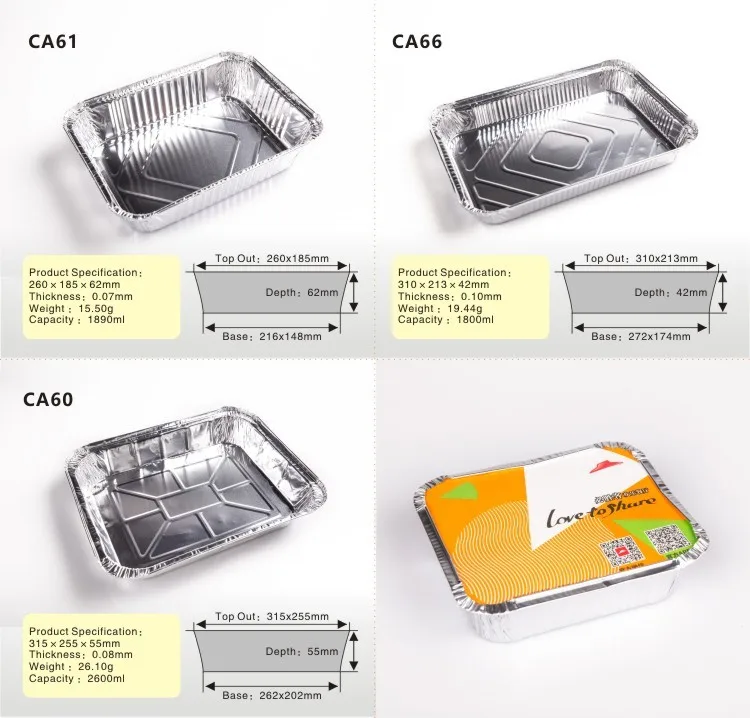250ml Bbq Aluminum Food Container Rectangle Food Aluminum Foil