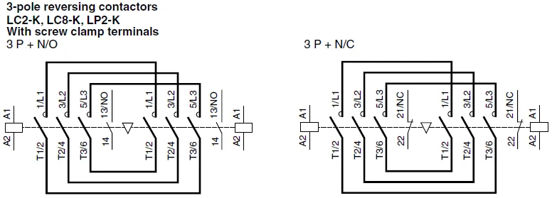 LC2K LP2K 3 Pole 4 Pole LC2K0610B7 LC2K0910M7 LP2K0601BD LP2K0901BD AC3 6A 9A 12A 16A 220V AC 12V 24V DC Reversing Contactor