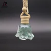 14ml clear color flower shape hanging rope wooden cap glass car perfume bottle