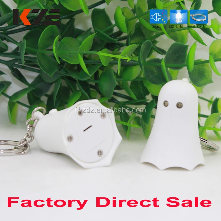 Newest Halloween Ghost Flashing Led Led Flashlight Sound Keychain