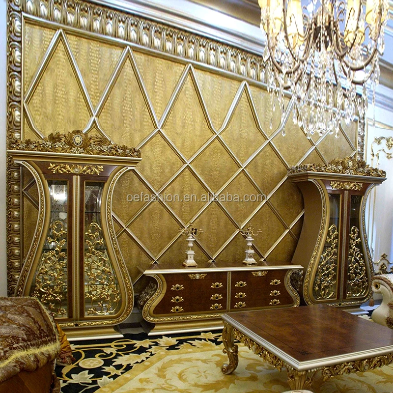 Luxury French Rococo Style TV Stand - Solid Wood Cabinet