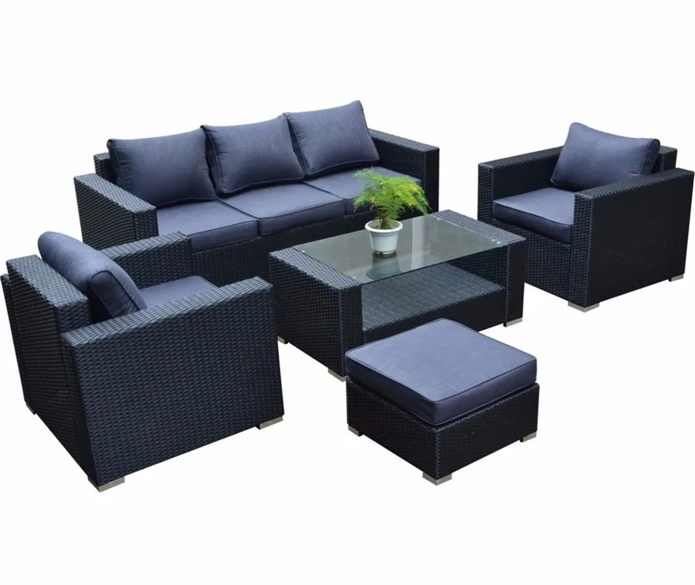 5pcs Stylish Sectional Wicker Sofa Patio Rattan Couch Furniture Garden