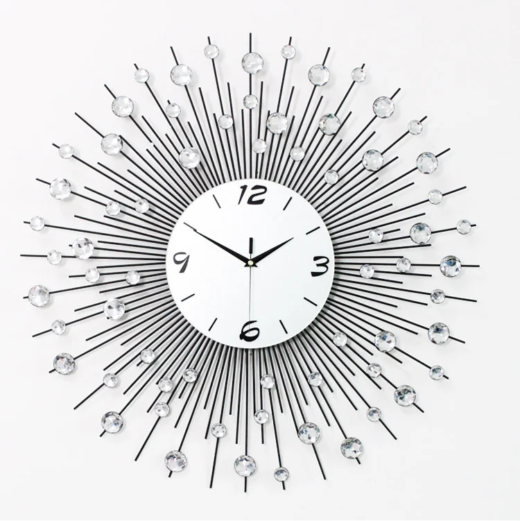 High Quality Luxurious Modern Oversized Metal Sunburst Wall Clock With ...