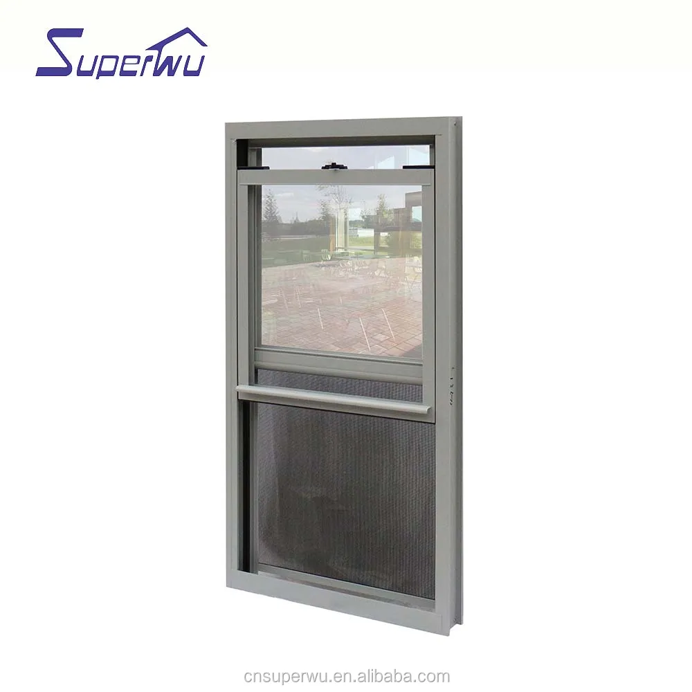 Aluminum single hung windows double glazed dust proof window with flyscreen