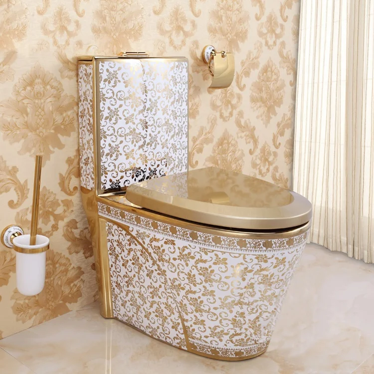 Hot koop gouden plated een stuk wc water closet gold kleur wc M-01GP