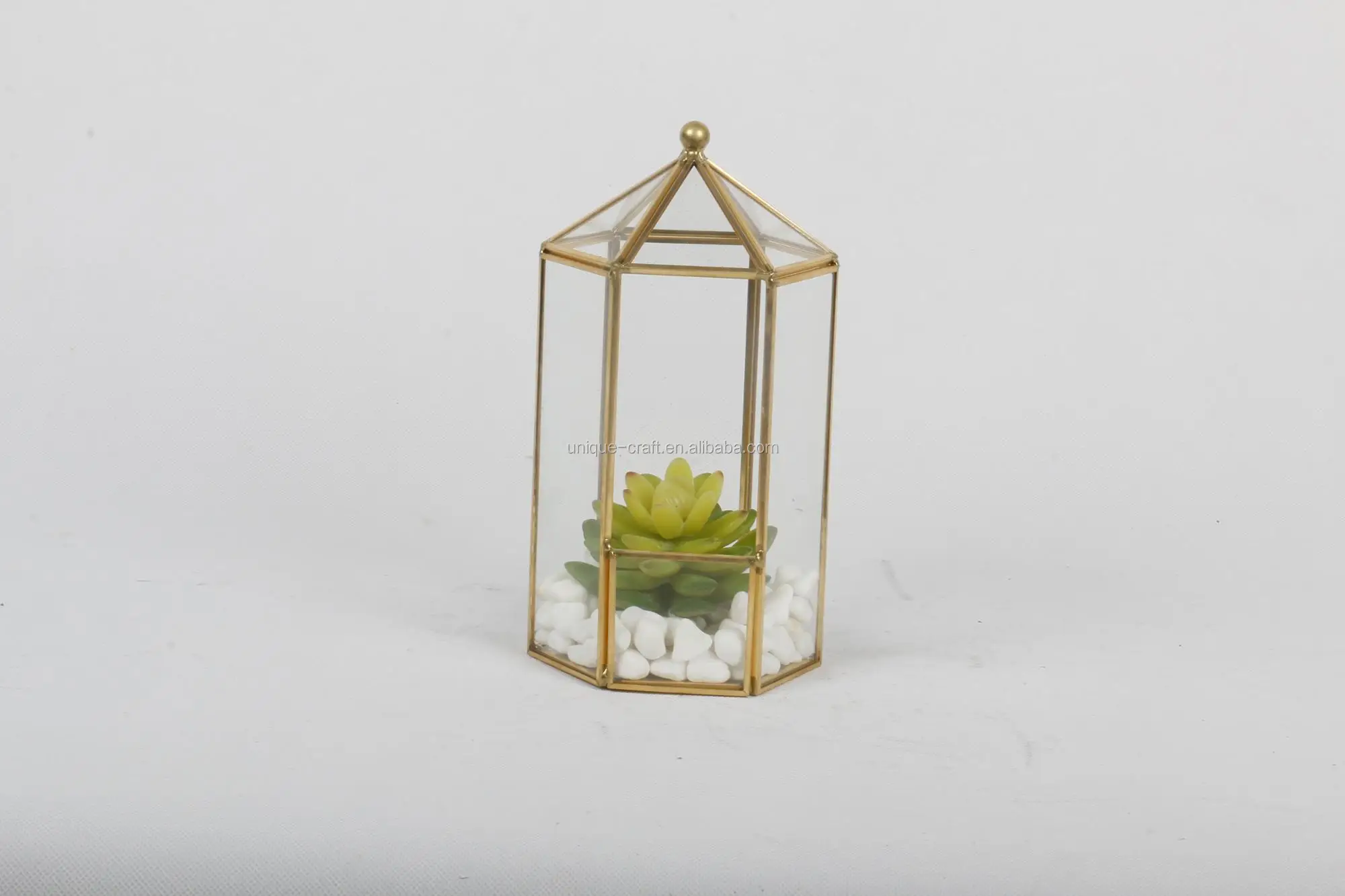 Hexagonal Gazebo Tabletop Terrarium Glass Geometric Indoor Planters for Succulents