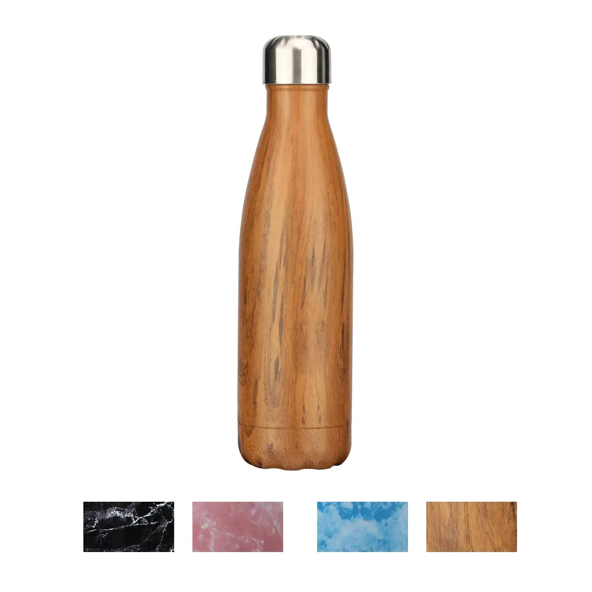 500ml Teak Wood Double Walled Vacuum Bottle Vacuum Insulated Stainless